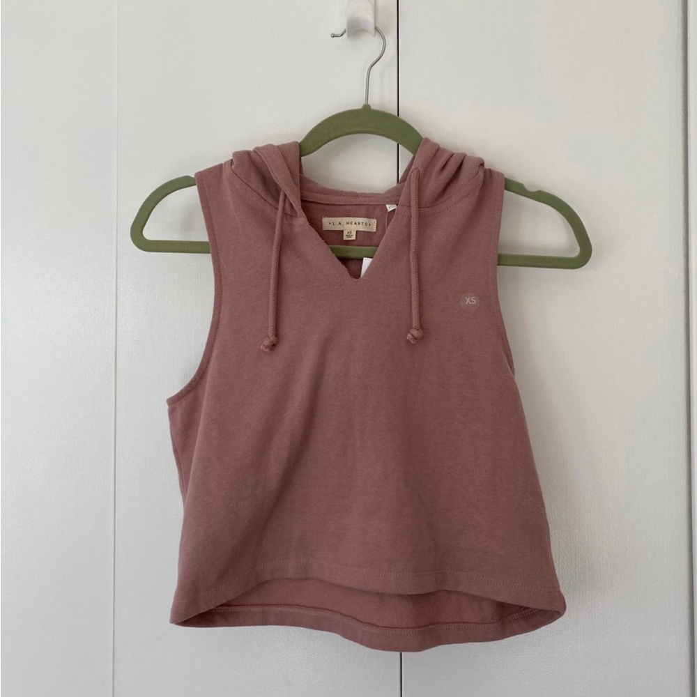 LA Hearts Sleeveless Mauve Pink Hoodie